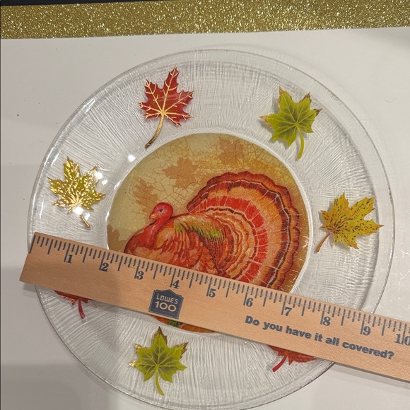 Thanksgiving Turkey Decorative Plate with Autumn Leaves-Fall Autumn decor - Picture 4 of 5
